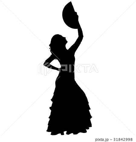 フラメンコ ダンサー シルエット 踊りのイラスト素材