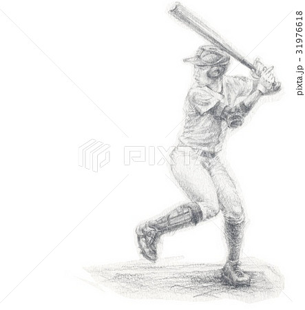 野球バッター 手書きイラストのイラスト素材 31976618 Pixta