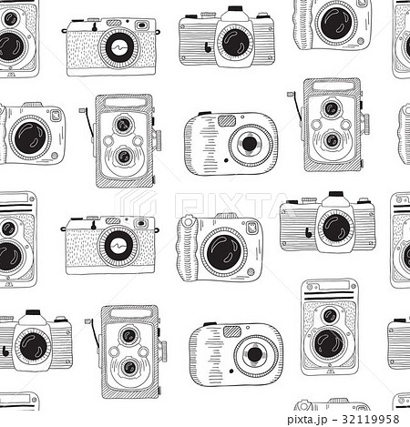 カメラ かわいい イラスト レトロ 写真機の写真素材