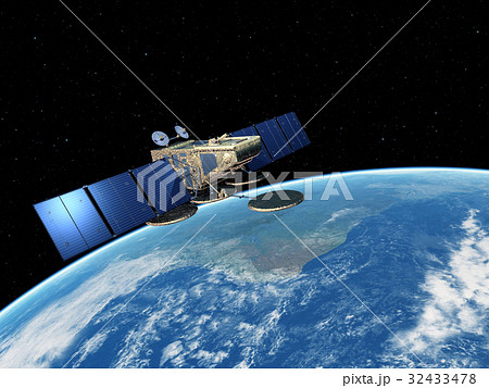 宇宙 人工衛星 衛星 地球観測衛星のイラスト素材