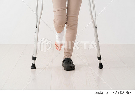 Injured Woman's Crotch With Plasters On White Background Stock
