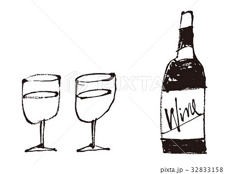 ワイン イラスト アルコール 線画の写真素材 Pixta