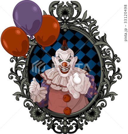 クラウン ピエロ 道化師 指差すのイラスト素材