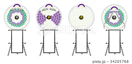 花輪 花 ベクター 葬式のイラスト素材