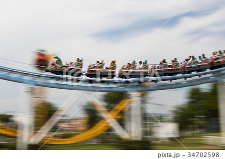 ジェットコースター 遊園地 グリーンランド 熊本県の写真素材
