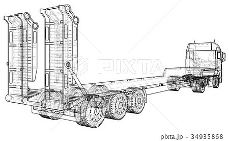 白バック シンプル 運搬 トレーラーのイラスト素材