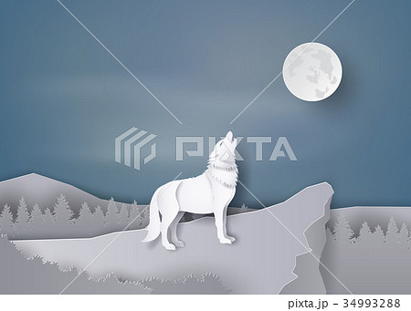 おおかみ オオカミ 狼 月のイラスト素材