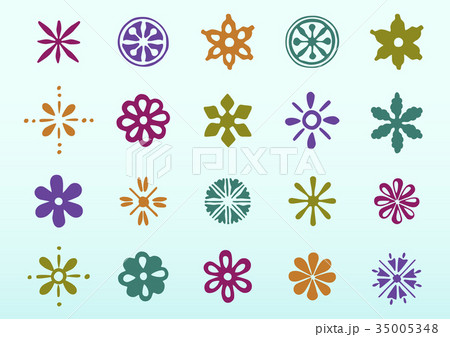 家紋 記号 花模様 紋付のイラスト素材