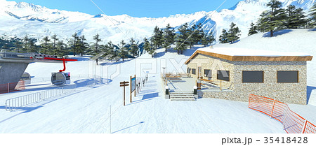 ゲレンデ スキー場 ゴンドラ 雪山のイラスト素材 ゲレンデ スキー場 ゴンドラ 雪山のイラスト素材