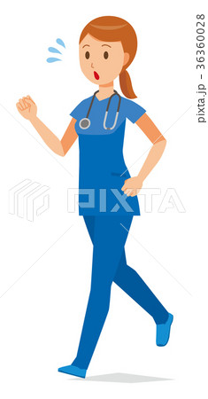 女性 看護師 急ぐ 走るのイラスト素材
