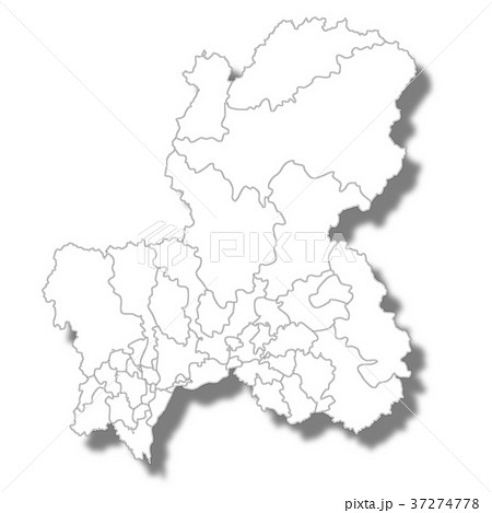 岐阜県 岐阜 地図 白地図のイラスト素材