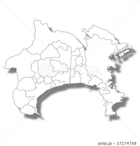 神奈川 神奈川県 地図 白地図のイラスト素材