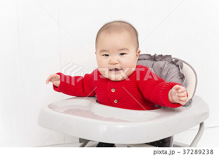 子供 赤ちゃん 乳児 歩行器の写真素材