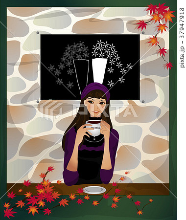 紅葉 女性 女 女の子のイラスト素材