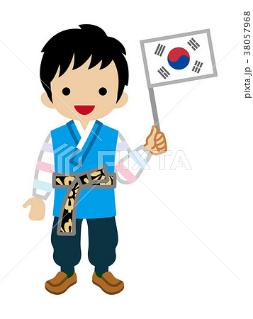 子供 男の子 韓国人 国旗のイラスト素材