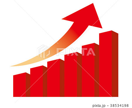 グラフ 棒グラフ 右肩上がり 上がるのイラスト素材