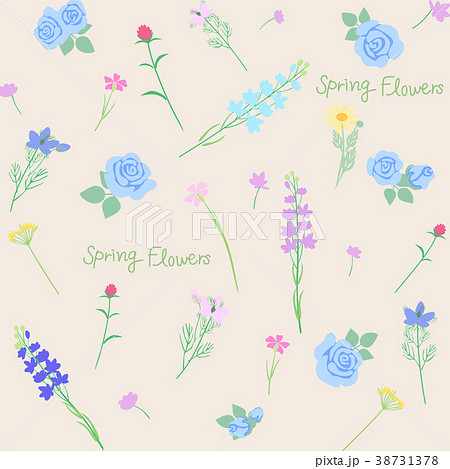 デイジー 背景 小花 壁紙 花柄 花 イラスト花 可愛い花 ブルーの写真素材