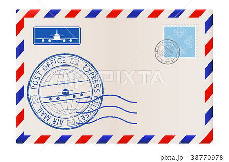 エアメール スタンプ 消印の写真素材