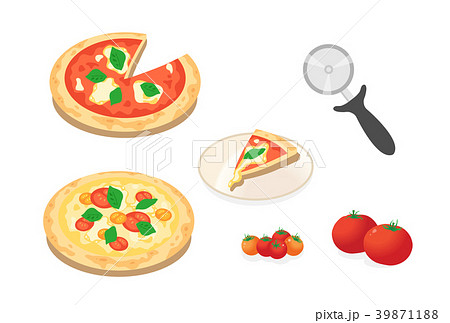 ピザ イタリアン 食べ物 ピッツァのイラスト素材