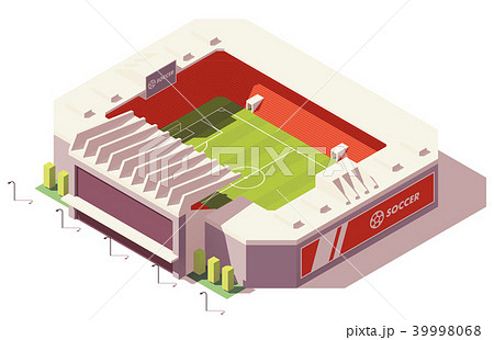 サッカー スタジアム 競技場 立体のイラスト素材