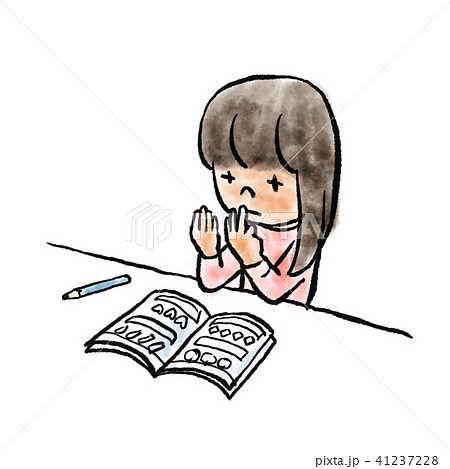 計算する女の子のイラスト素材