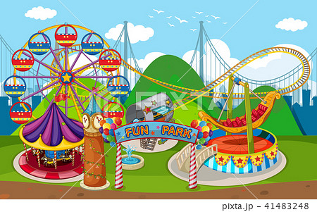 観覧車 イラスト カラフル 乗り物のイラスト素材