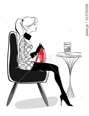 女性 ドレス 座る 人物のイラスト素材