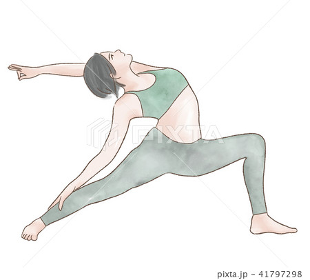 股関節 ストレッチ 柔軟体操 女性のイラスト素材