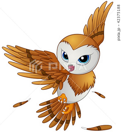 Vector Illustration Of Cute Owl Cartoon Flyingのイラスト素材