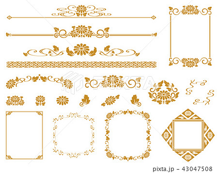 飾り枠 フレーム ゴールド ラインのイラスト素材