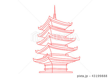五重塔 仏塔 寺 塔のイラスト素材
