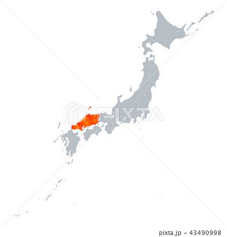 中国地方 日本列島 日本地図 日本のイラスト素材