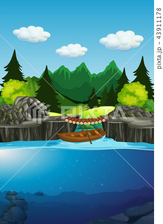 湖 背景のイラスト素材