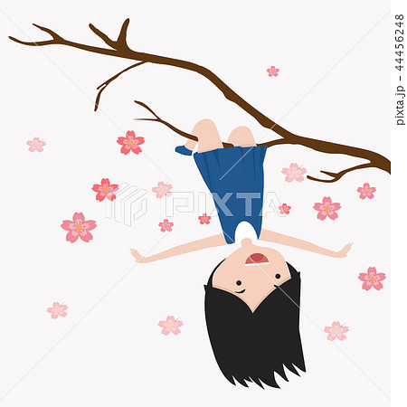 逆さまに 女子 イラスト 挿絵のイラスト素材