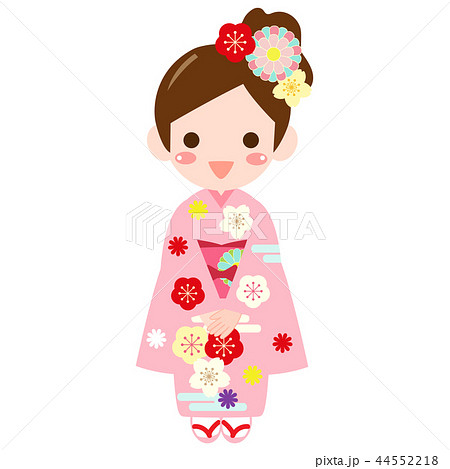 人物 女性 着物 秋のイラスト素材