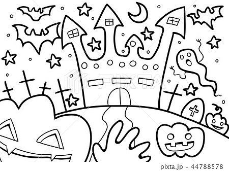 ハロウィン ハロウィーン おばけ 塗り絵のイラスト素材