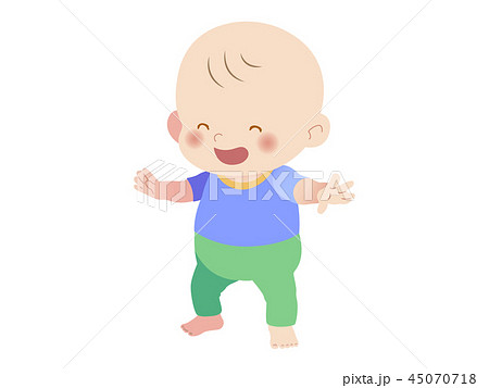 一人歩き 一人立ち 赤ちゃん 笑顔のイラスト素材
