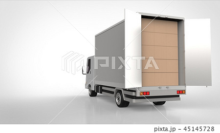 トラック 運送業 コピースペース 物流のイラスト素材