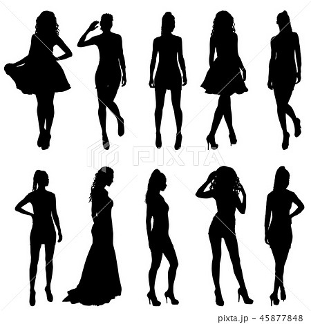 ベクター 女性 人物 シルエットのイラスト素材