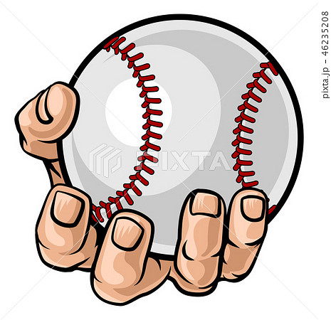 野球 野球ボール 持つ 手の写真素材