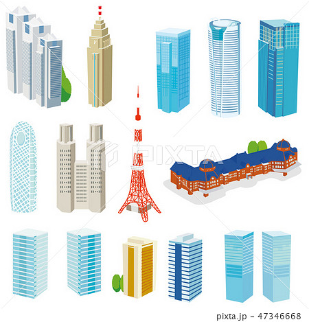 東京 立体 街並 高層ビルのイラスト素材