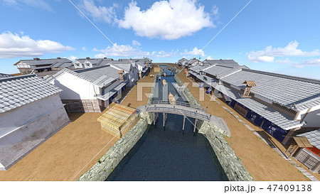 城下町 街並み 下町 江戸のイラスト素材