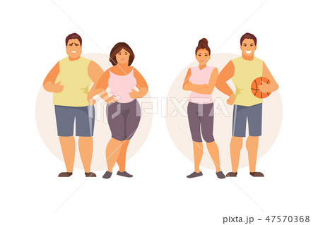 体型変化 女性 体型 イラストの写真素材