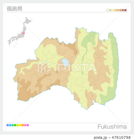 福島県 福島 地図 市町村のイラスト素材