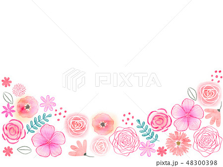 花 フレーム ピンク 枠のイラスト素材