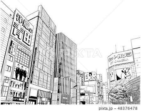 繁華街のイラスト素材