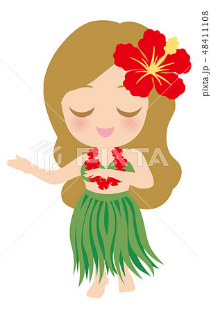 フラダンス 女性 女の子 ハワイのイラスト素材