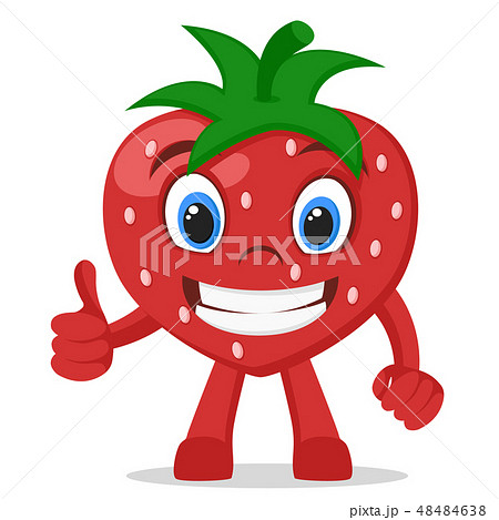 いちご イチゴ 苺 顔のイラスト素材