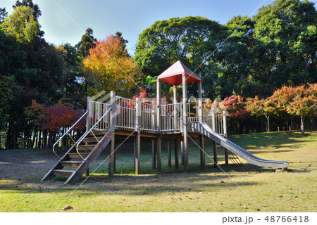 柏公園 柏市 すべり台 千葉県の写真素材