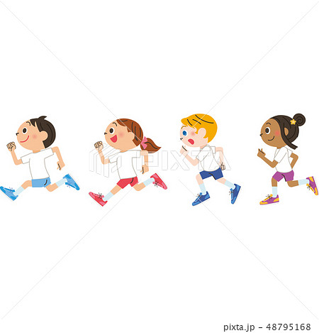 子供 マラソン ランニング 運動のイラスト素材